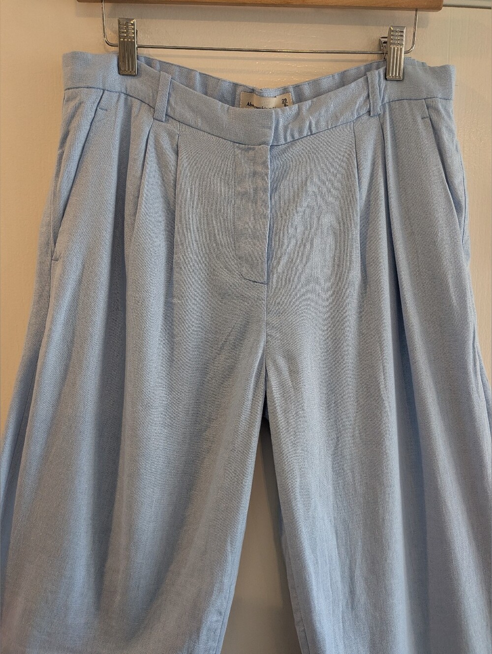 Abercrombie & Fitch Sloane Tailored Wide Leg Linen Blend Blue Pants Size 29 - Picture 5 of 14